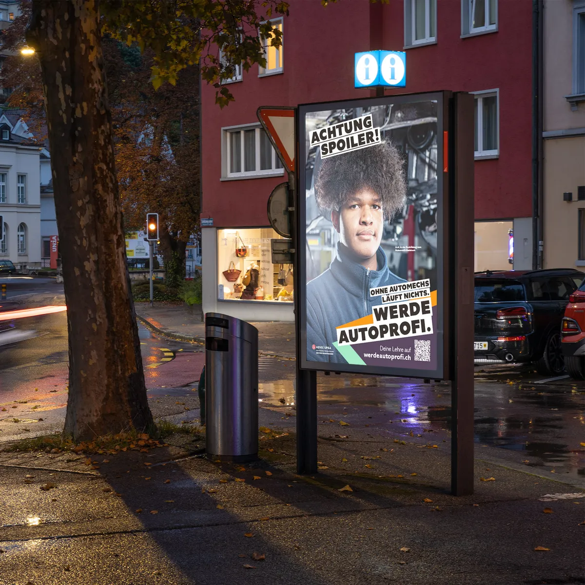 Leuchtplakat der Kampagne «Achtung Spoiler»